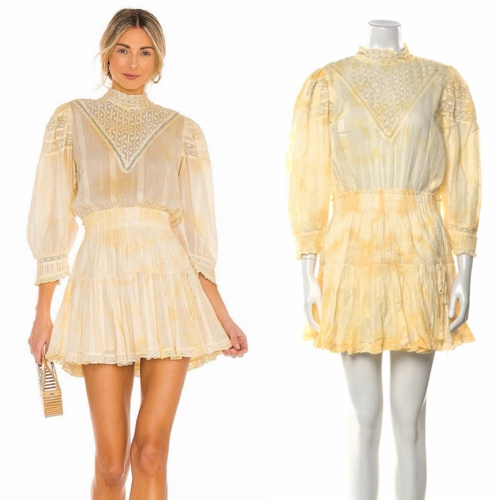 LoveShackFancy Viola in Lemon Drop Hand Dye Dress